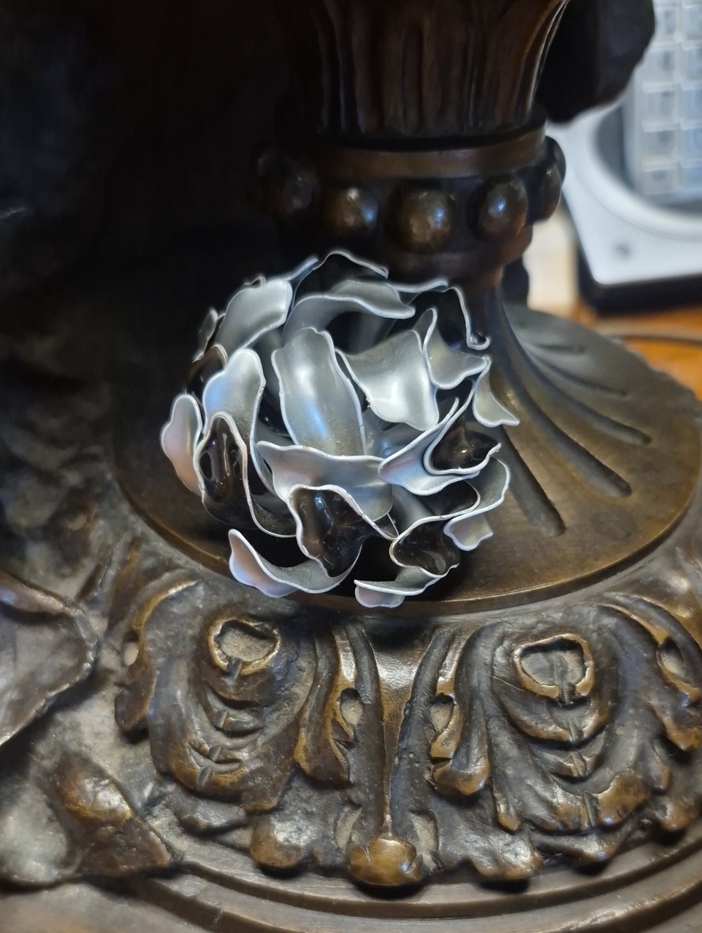 Vintage Silver And Black Enamel Metal Mid Century Brooch